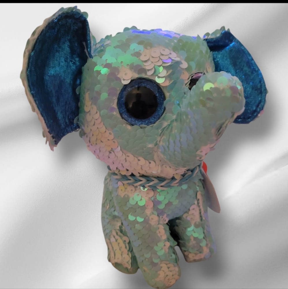 Ty Beanie Boo Flippable Stuart The Elephant With Reversible Sequins Bling 7" - Picture 5 of 11